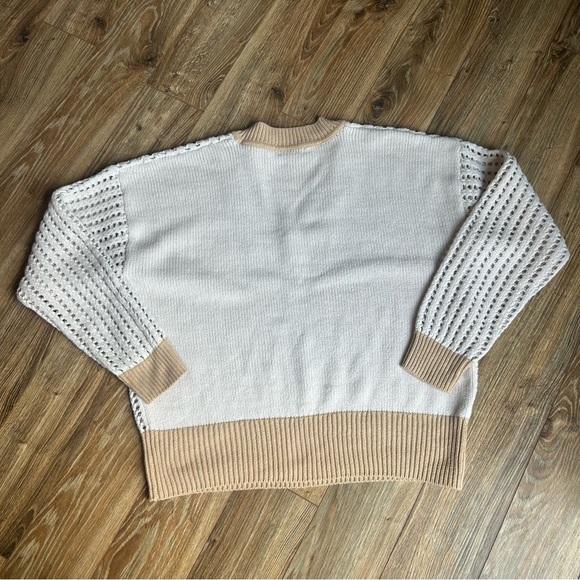 FRYE AND CO. V-Neck Sweater - Cream and Tan Women’s XL - Picture 5 of 6